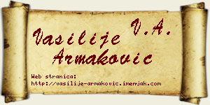 Vasilije Armaković vizit kartica